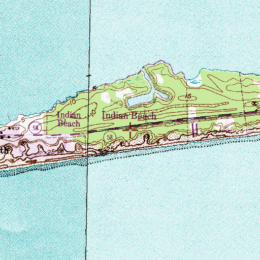Topographic Map of Indian Beach, NC