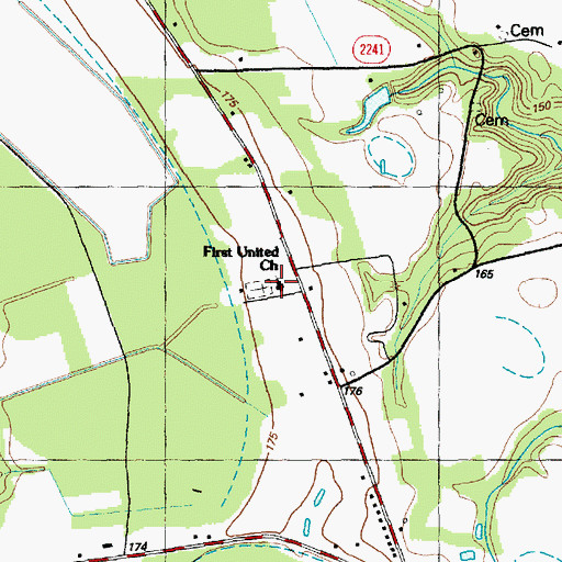 Topographic Map of First United Church, NC