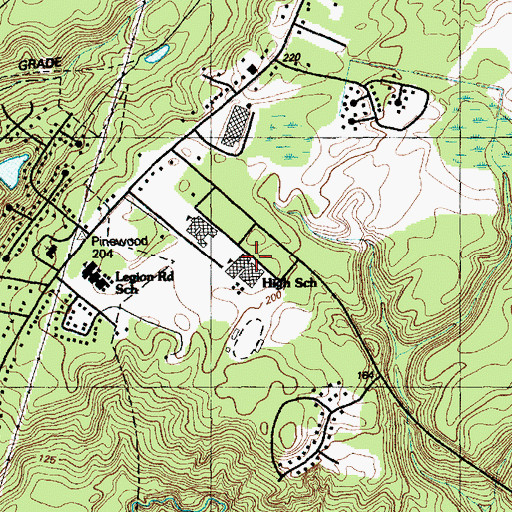 Topographic Map of Hope Mills High School, NC