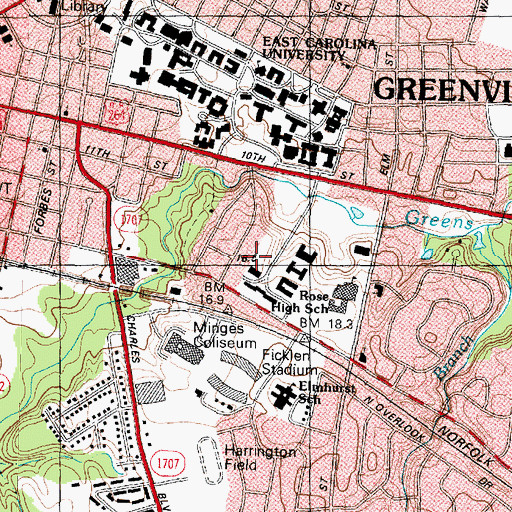 Topographic Map of Tyler Hall, NC