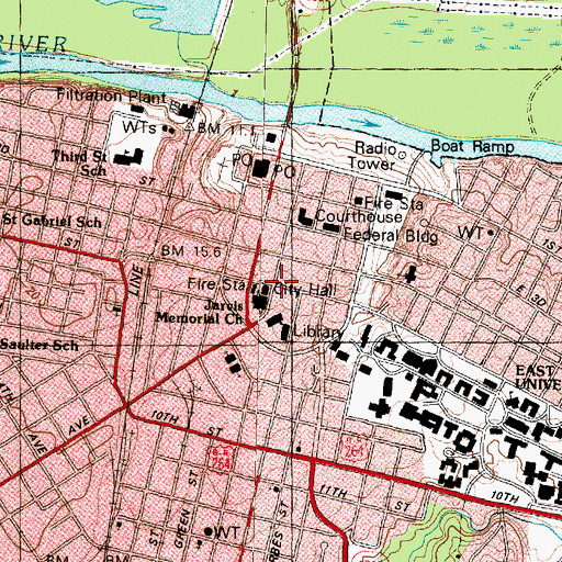 Topographic Map of Greenville City Hall, NC