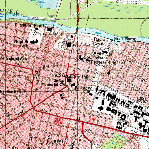 Topographic Map of Greenville City Hall, NC