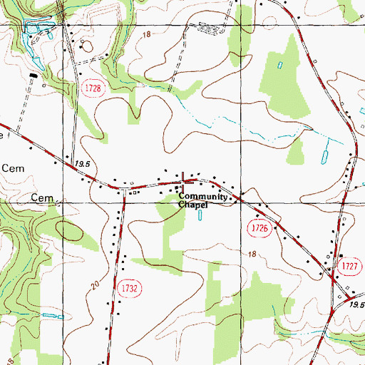 Topographic Map of Community Chapel, NC
