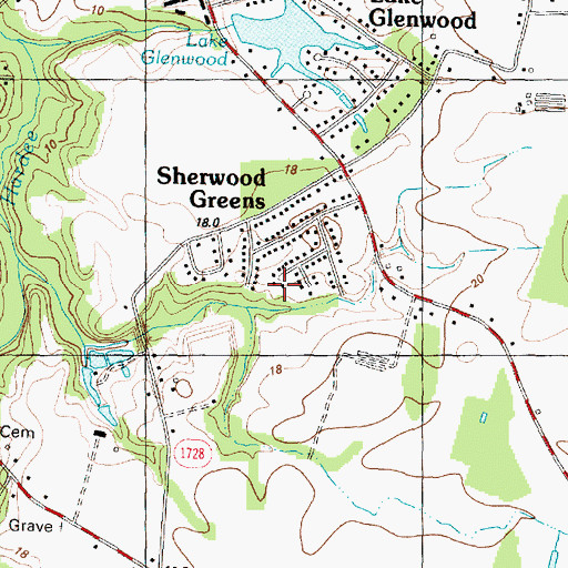 Topographic Map of Lake Glenwood, NC
