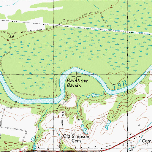 Topographic Map of Rainbow Bank, NC