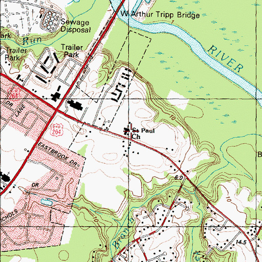 Topographic Map of Saint Paul Church, NC