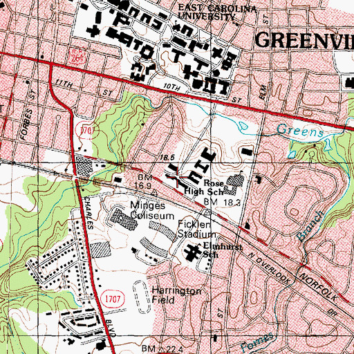 Topographic Map of The Hill, NC