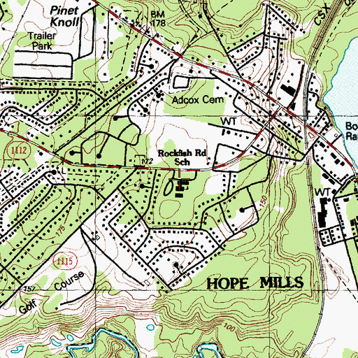 Topographic Map of Rockfish Road School, NC