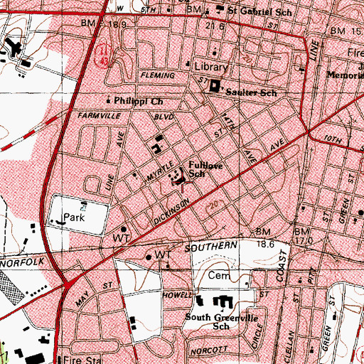 Topographic Map of Fulilove School, NC