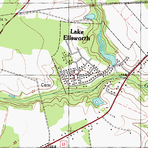Topographic Map of Lake Ellsworth, NC