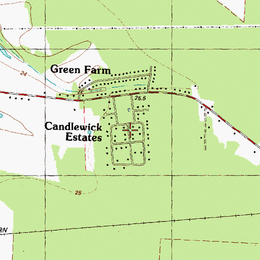 Topographic Map of Candlewick Estates, NC