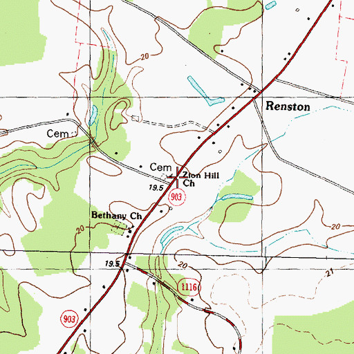 Topographic Map of Zion Hill Church, NC