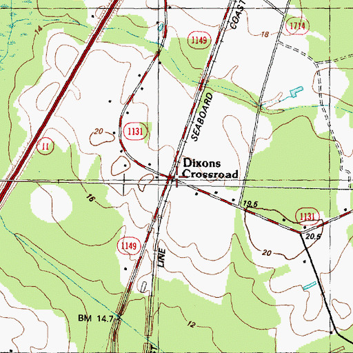Topographic Map of Dixons Crossroads, NC
