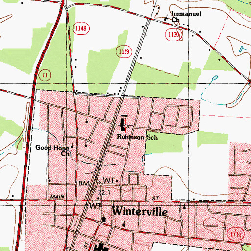 Topographic Map of Robinson School, NC