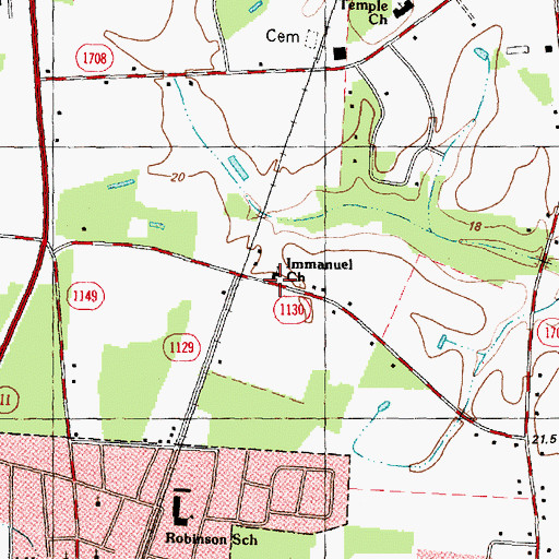 Topographic Map of Immanuel Church, NC