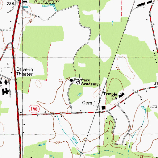 Topographic Map of Pace Academy, NC