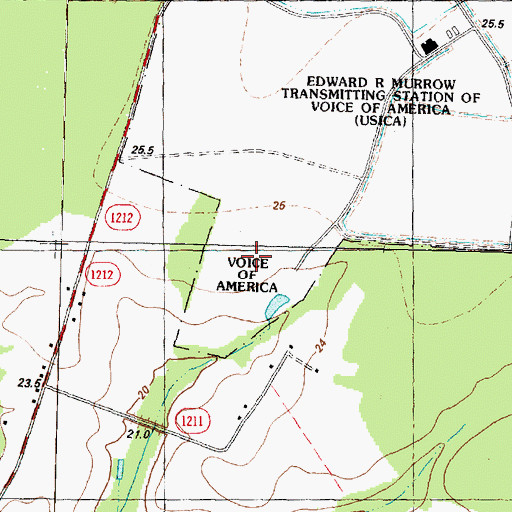 Topographic Map of Voice of America, NC