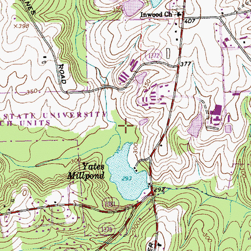 Topographic Map of North Carolina State University Research Units, NC