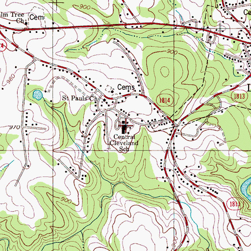 Topographic Map of Central Cleveland School, NC