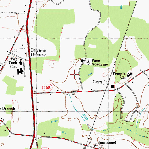 Topographic Map of Temple Church, NC