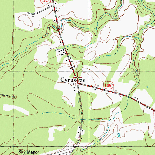 Topographic Map of Cyrus, NC