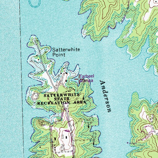Topographic Map of Tarheel Marina, NC
