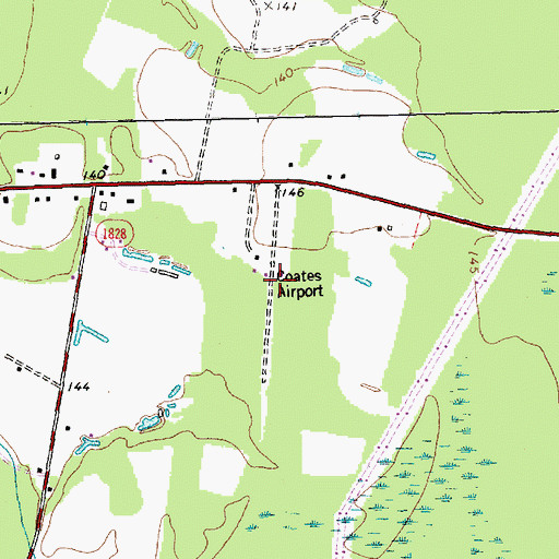 Topographic Map of Coates Airport (historical), NC