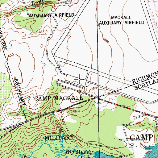 Topographic Map of Mackall Army Airfield, NC