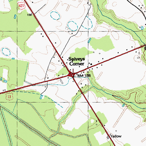 Topographic Map of Spiveys Corner, NC