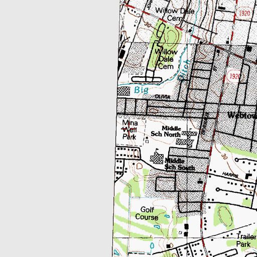 Topographic Map of Mina Weil Park, NC