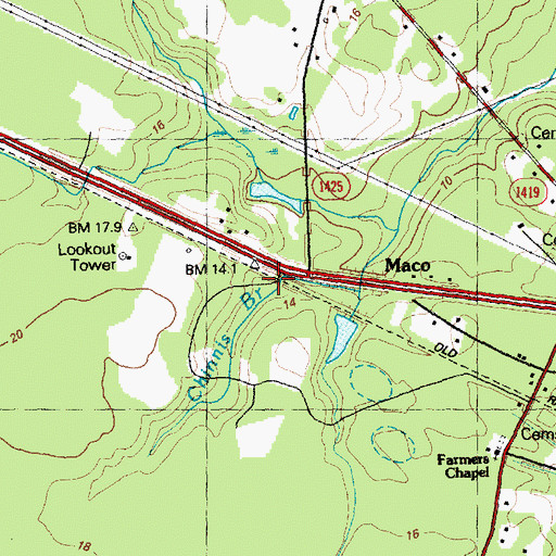 Topographic Map of Sandy Creek, NC