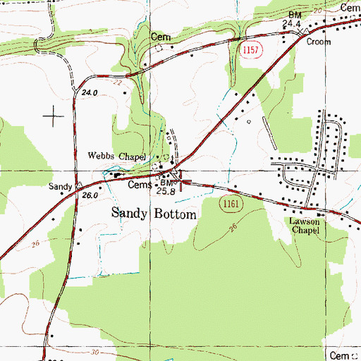 Topographic Map of Sandy Bottom Fire District, NC