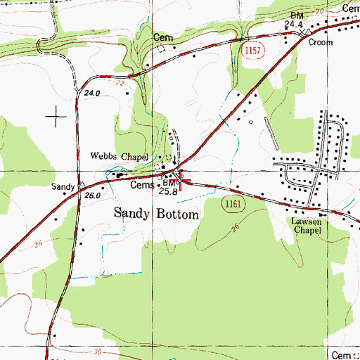 Topographic Map of Sandy Bottom Volunteer Fire and Rescue, NC