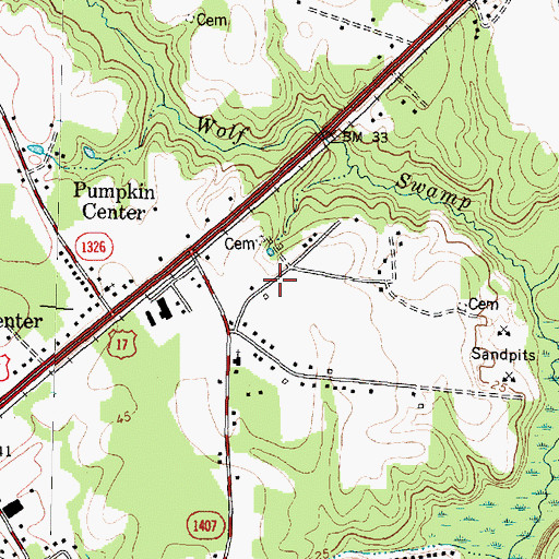 Topographic Map of Oakwood, NC