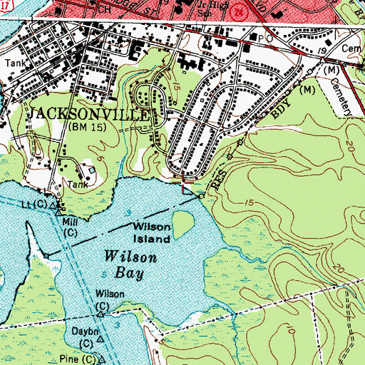 Topographic Map of Wilson Bay Park, NC