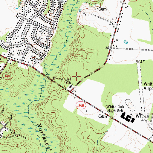 Topographic Map of Country Club Estates, NC