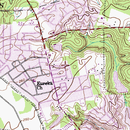Topographic Map of Eureka Springs, NC