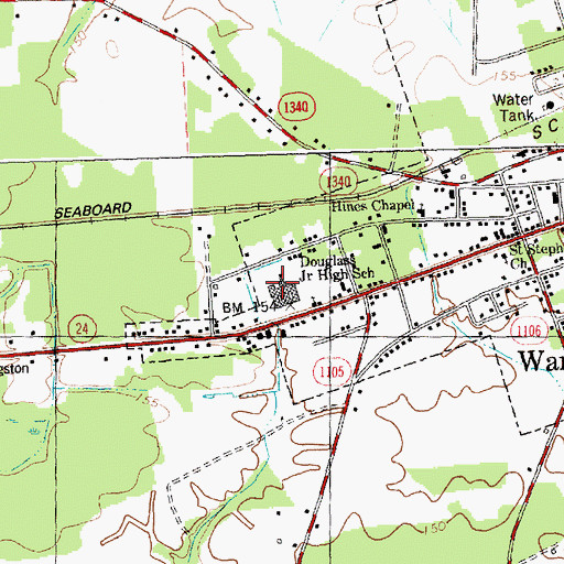 Topographic Map of Douglass Junior High School, NC
