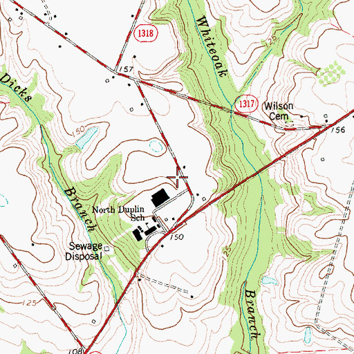 Topographic Map of North Duplin Elementary School, NC