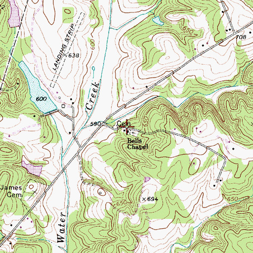 Topographic Map of Bell Mission School, NC