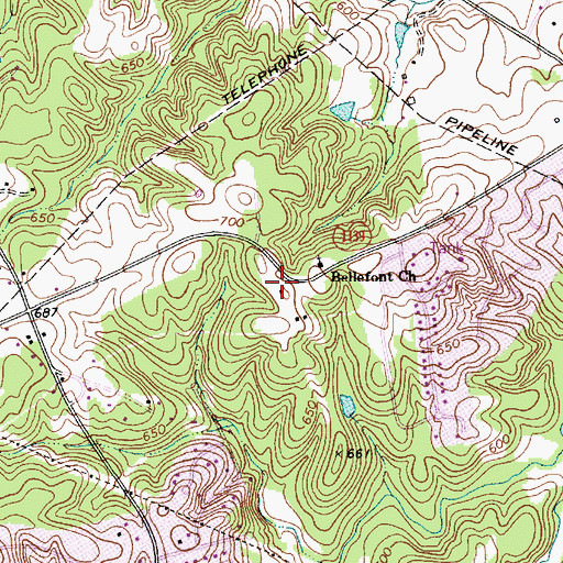 Topographic Map of Bellefont School, NC