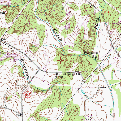 Topographic Map of Bethpage School, NC