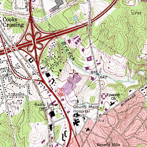 Topographic Map of Cabarrus Country Club (historical), NC
