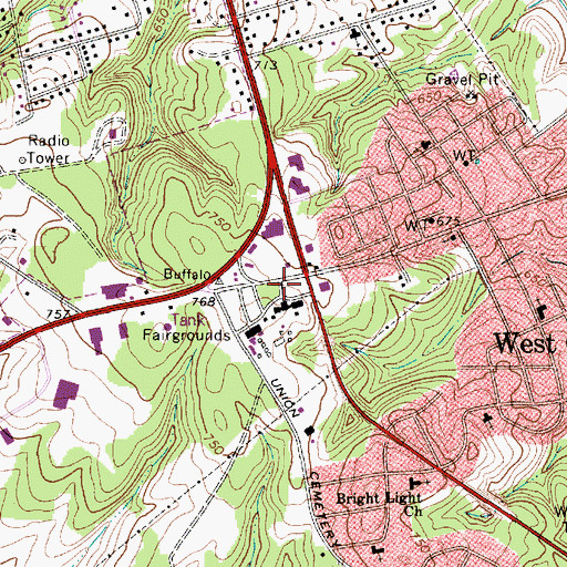 Topographic Map of Cabarrus County Nursing Home, NC