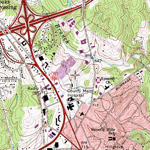 Topographic Map of Carolina Mall, NC