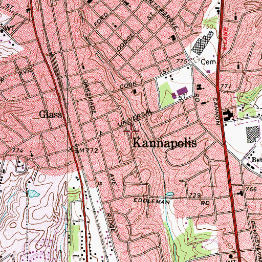 Topographic Map of Centerview School, NC