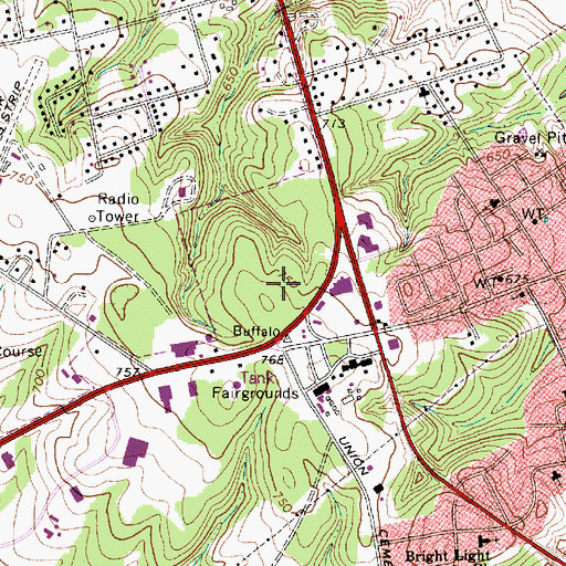 Topographic Map of Concord Parkade Shopping Center, NC