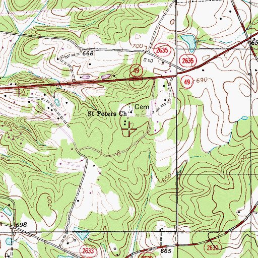 Topographic Map of Drye School, NC
