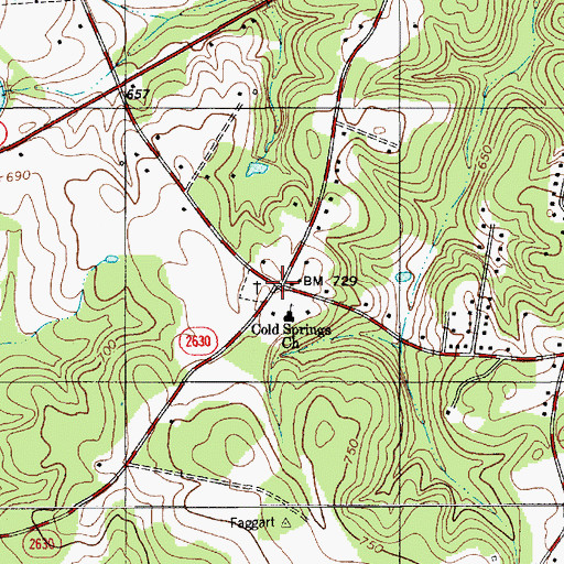 Topographic Map of Faggart, NC