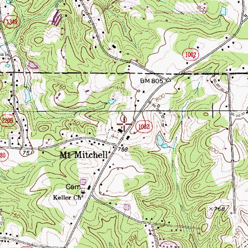 Topographic Map of Kelly Church, NC
